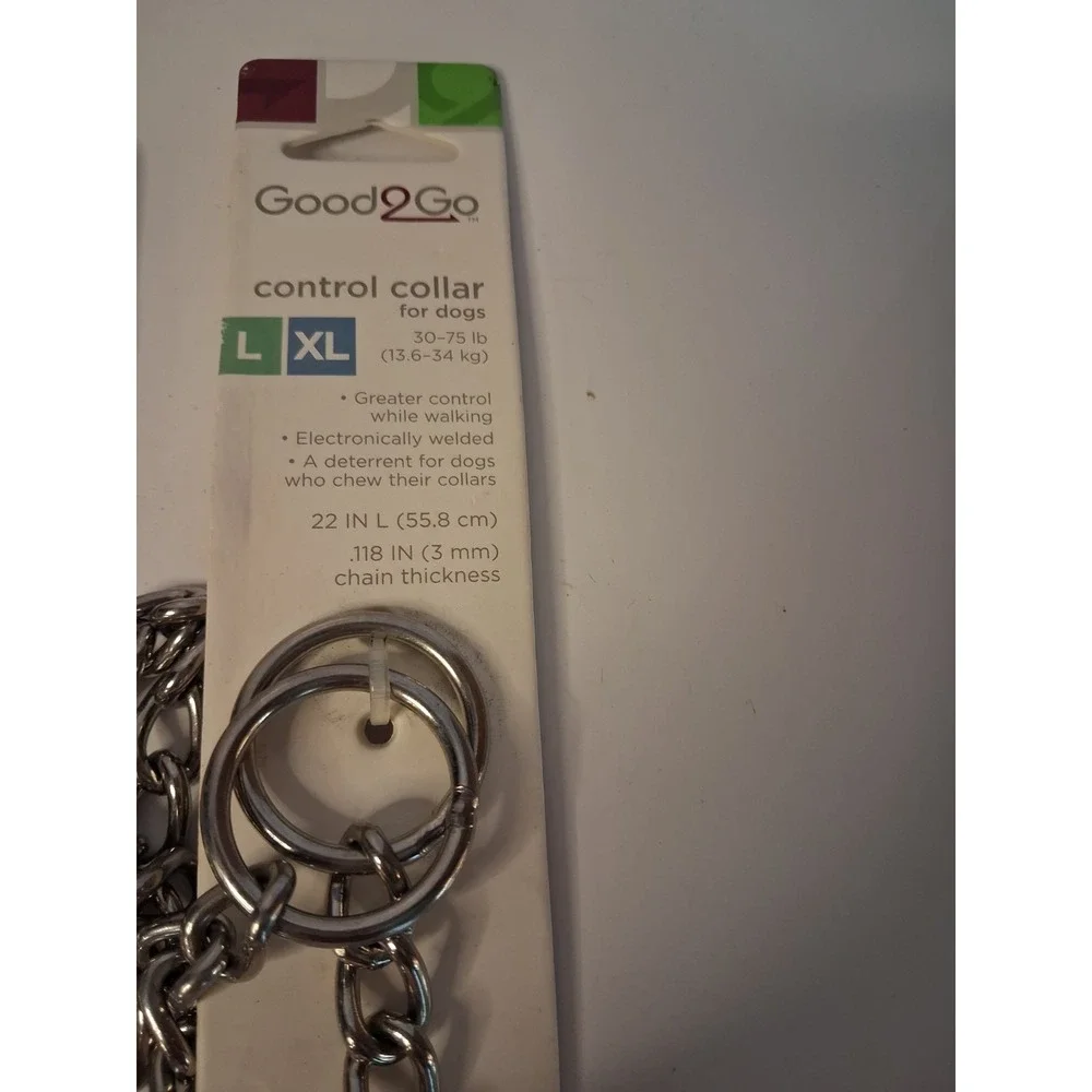 2 Aspen Pet Mighty Link & Good2Go Metal Chain Dog Training Collar L/XL 24